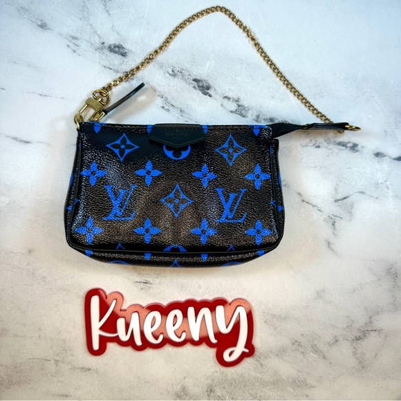 Louis Vuitton Mini Pochette bag Digital Blue/black clutch Monogram LV purse - Picture 3 of 16